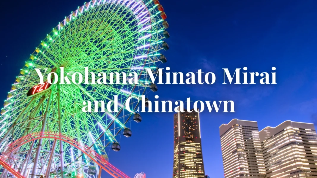 Night view of Yokohama Minato Mirai skyline with illuminated ferris wheel